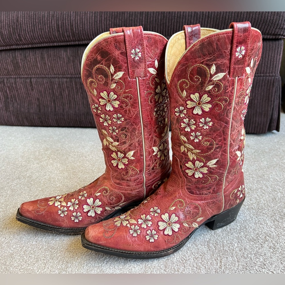 Shyanne 10 M  Floral EMBROIDERED Western Cowboy Cowgirl Boots - Picture 2 of 10